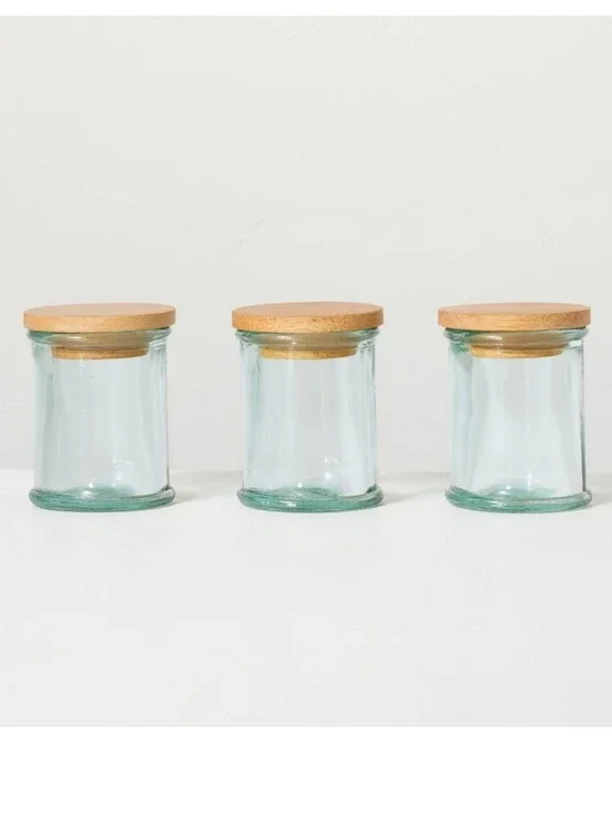 Hearth & Hand Set Of 3 Recycled Glass Spice Containers