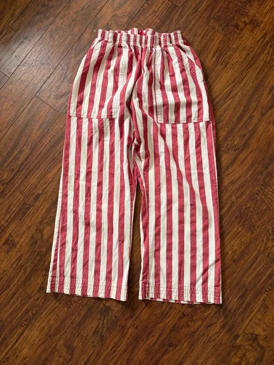 Big Bud Press Unisex Action Pants Red White Striped Bottoms 100% Cotton | Large