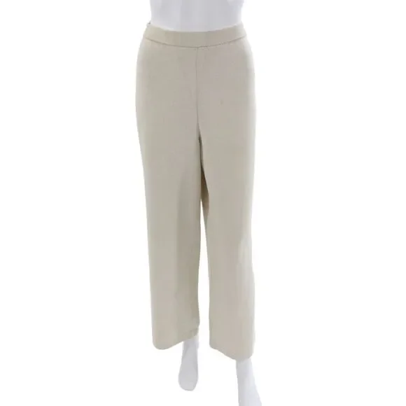 St. John Collection Womens Cropped Dress Pants Beige Wool Solid Size 10