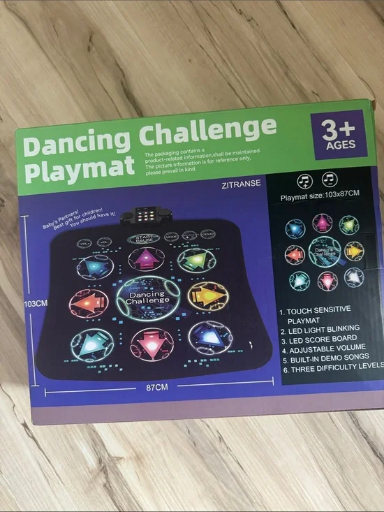 ZitransE Dancing Challenge Playmat - Black with Multicolor LEDs