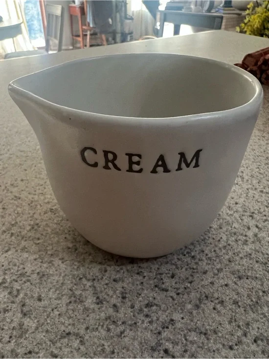 Cream Ceramic Pitcher - White Home Art Serving Vessel Hearth and Home
