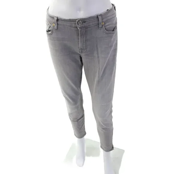 7 For All Mankind Women Skinny Ankle Cropped Gray Jeans Size 31