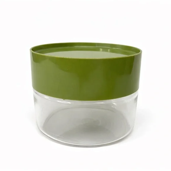 Vintage Pyrex 4x5” Glass Store'n See glass 0640 canister jar Avocado Green