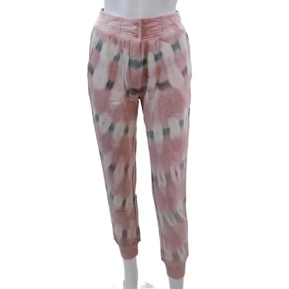 Something Navy Womens Cotton Tie-Dye Zippered Skinny Sweatpants Pink Size XS
