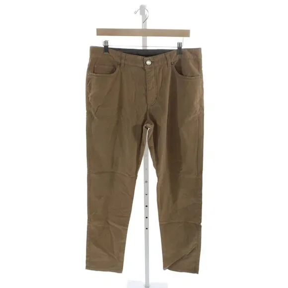 Ermenegildo Zegna Mens Chino Pants Brown 98% Cotton Button Size 35