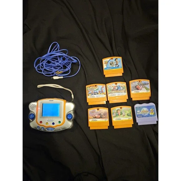 VTech V.Smile Pocket Learning System with 7 Game Cartridges Tested Works As Is