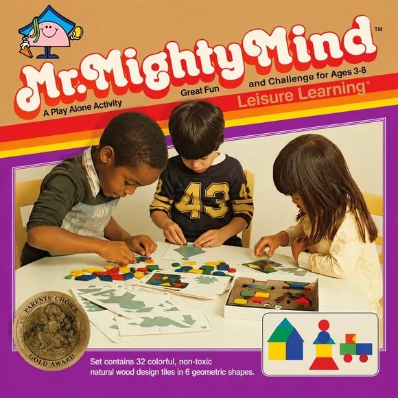 Vtg Mr MightyMind Tangram‎ Learning Educational Wood Tile Activity Game Ages 3-8