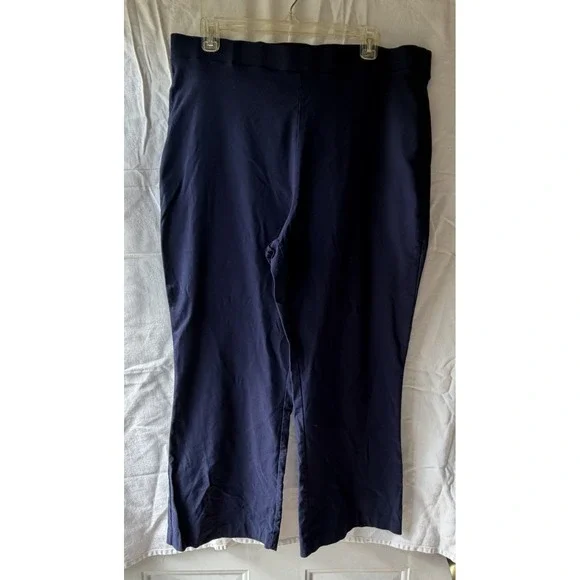 Crown & Ivy Womens Ankle Pants‎ Navy Blue Stretch Pull On Elastic Waist XXL