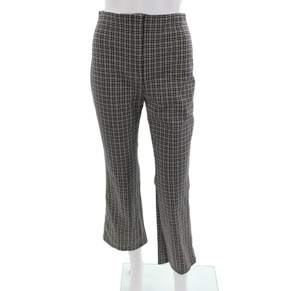 Theory Womens Dress Pants Black Plaid Zip 26 Inseam Size 2