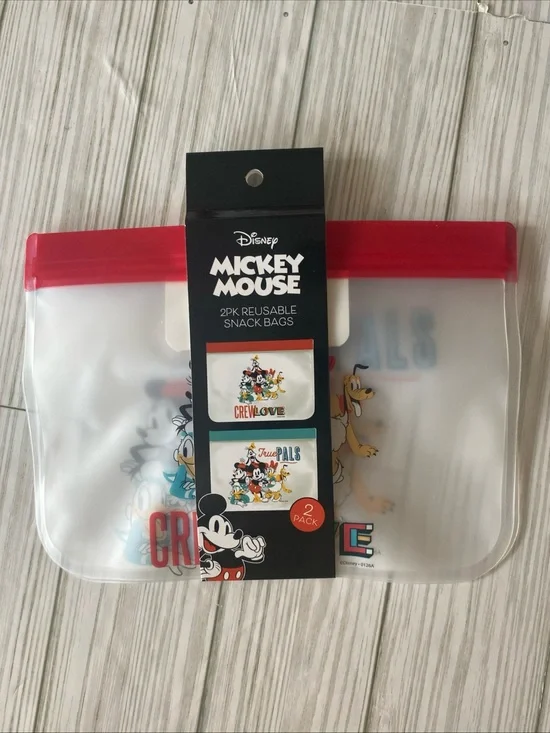 MICKEY MOUSE 2 Pack Reuseable Snack Bags/Pouches