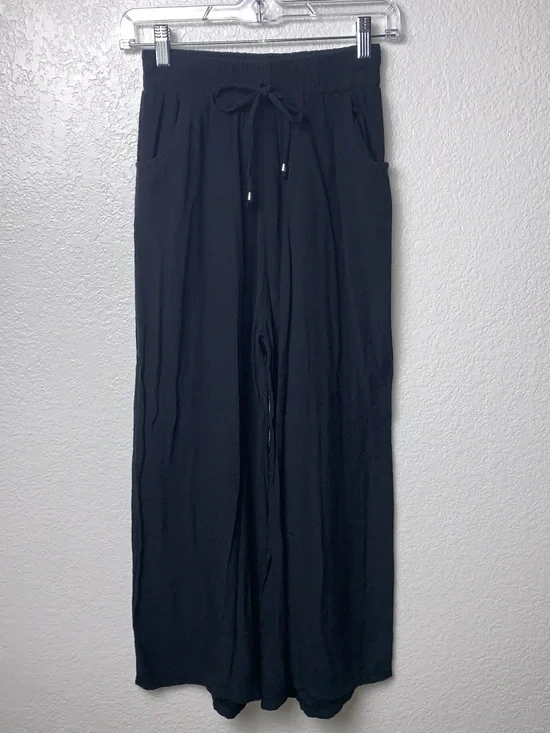 Black Wide Leg Palazzo Lounge Boho Pants Drawstring Size S/M