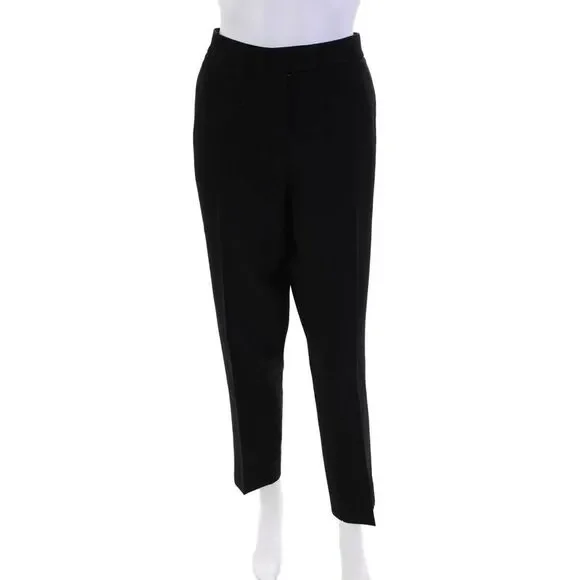 Theory Womens Solid Straight Leg Flat Front Tapered Trousers Black Size 12
