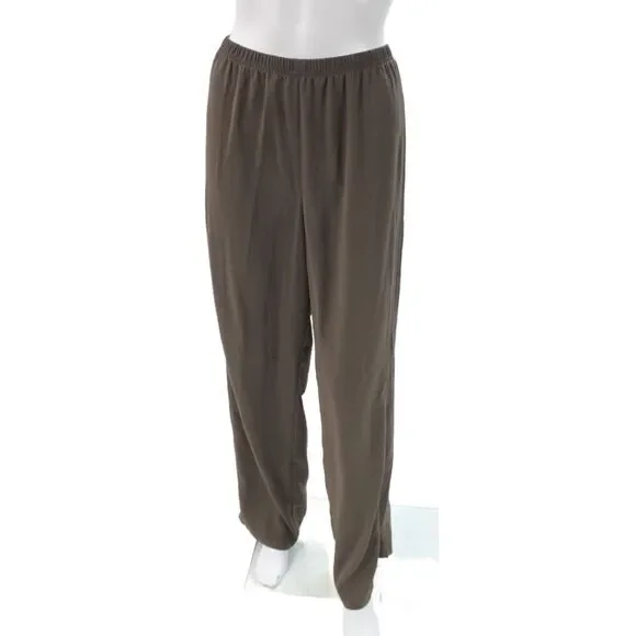 St. John Unisex Brown Solid Cotton Polyester Dress Pants Size 12