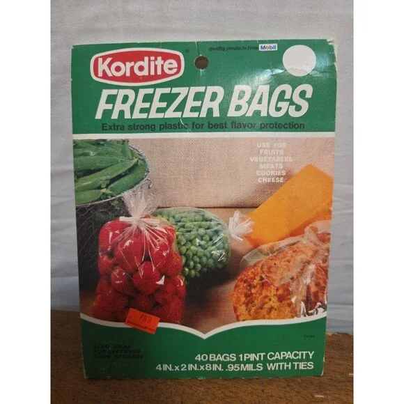 KORDITE Freezer Bags 40 Pint Size Open Box Vintage 1970s