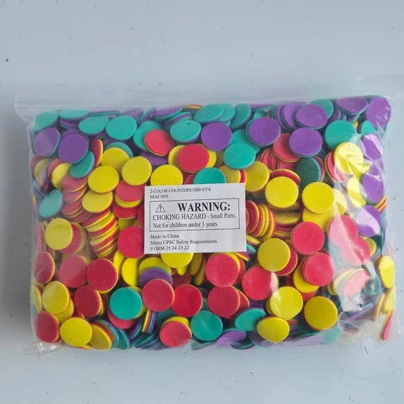1000 EVA 2-Color Counters MAC050 Foam Math Manipulatives Educational Tokens Bulk