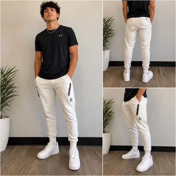 Under Armour Curry Brand ColdGear Fitted Jogger Pants Mens Large Gray 1366632