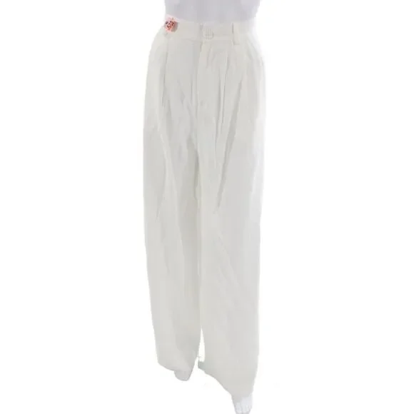 Nonchalant Label Unisex Dress Pants White Rayon Blend Size M