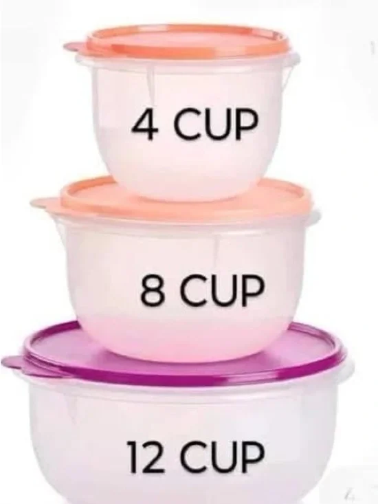 Tupperware Mixing Bowls Set with Lids - Pink and Purple