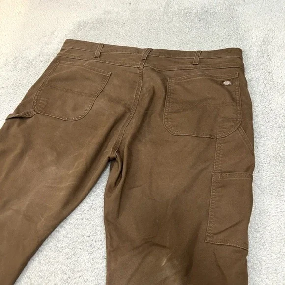 Dickies Pants Mens 42x32 Brown‎ Faded Carpenter Canvas Work Wear Flex Stretch