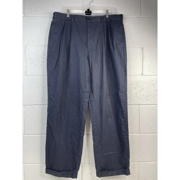 Brooks Brothers Advantage Chino Pants Elliot Men's 38‎ 31 Navy Pleated Cuffed