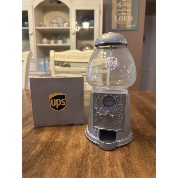 UPS Vintage Style Gumball Machine Silver Metal Glass Petit Machine 9