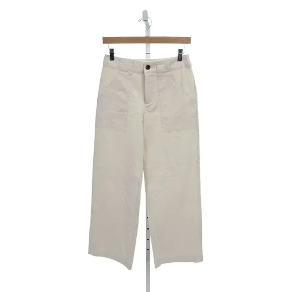 Nili Lotan Women Chino Pants Ivory Button 98% Cotton Size 2