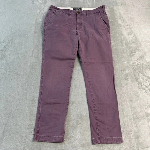 Abercrombie & Fitch Langdon Slim Chino Pants Mens 32x30* Purple Stretch Trousers