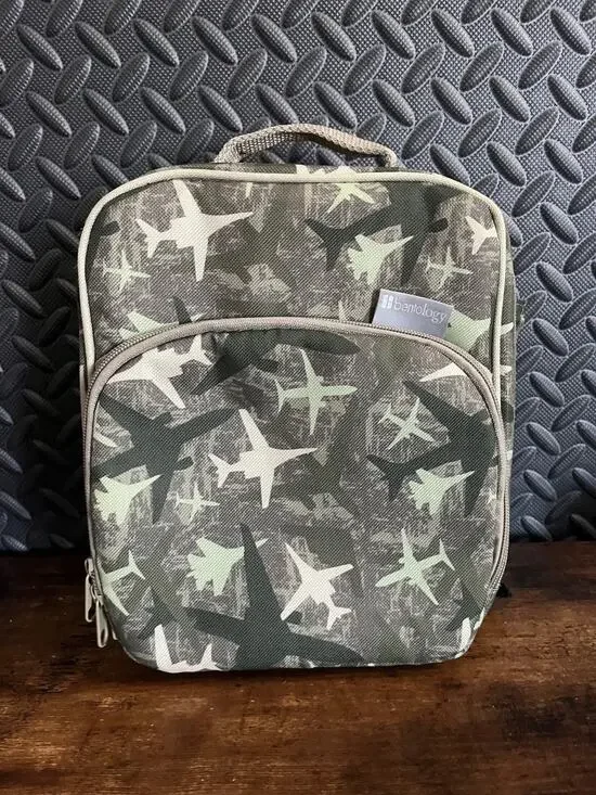 Bentology Lunch Bag and Box Set for Boys Bento Jets Camo Green Airplanes