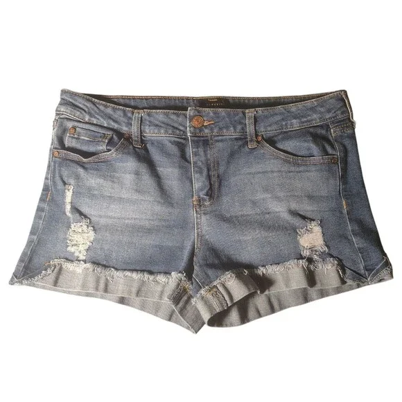 CELEBRITY PINK Juniors Mid-Rise Cut Off Denim Shorts Blue Size 9/29 Y2K 00084