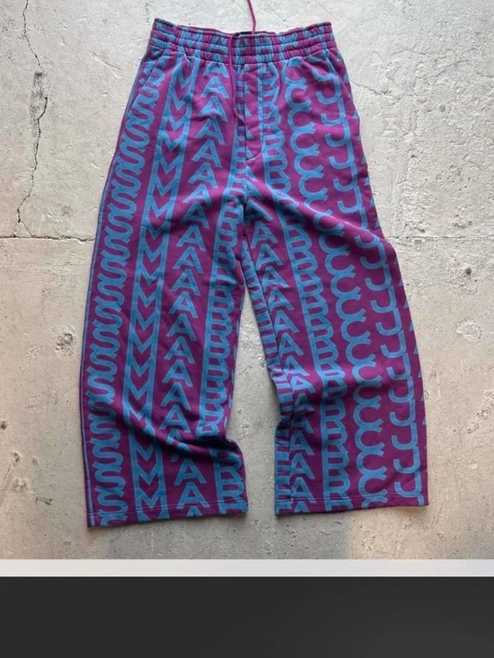 Marc Jacobs Purple Joggers with Teal Logo Stripe
