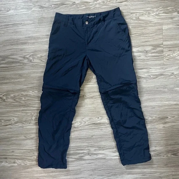 Columbia PFG Omni-Shade Convertible Hiking Pants Mens 31x28 Navy Blue Zip Off