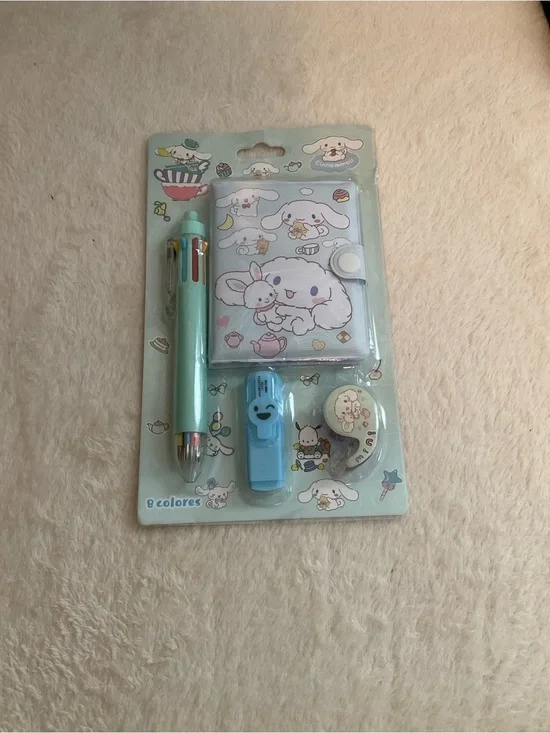 Mint Green Kids Multi-Color Pen & Cute Bunny Notebook Set