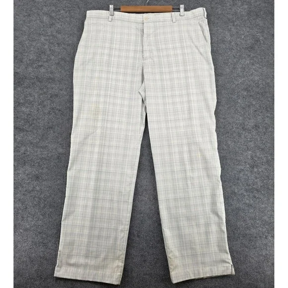 Nike Golf Mens 40x32 Plaid Pants Gray White Straight Leg Stretch RN56323