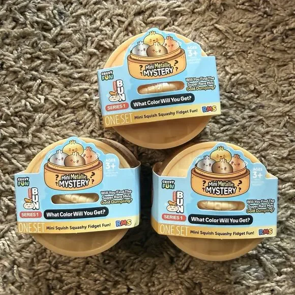 Five Below RMS Mini Dumpling Squishy Mystery Metallic Series Lot of 3