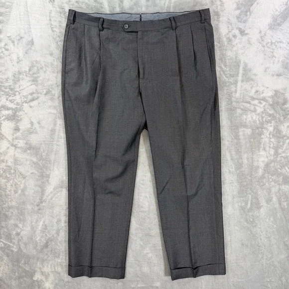 J‎ Hilburn Vitale Barberis Canonico Wool Pleated Dress Pants Men's 42x30 Gray