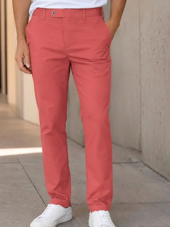 Men's Slim Straight Chinos in Coral