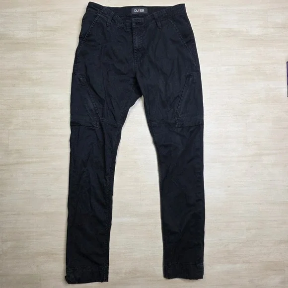 DUER Men's Live Free Adventure Pant Black Slim Tapered 31x32 Gusseted Crotch