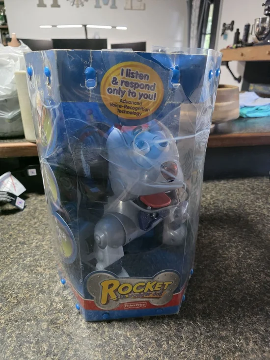 Fisher-Price Rocket Talking Robot Dog - Gray, Blue, Red