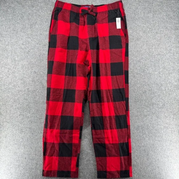 Old Navy Pajama Pants Mens L Red Black Buffalo Plaid Cotton 407069-03-1