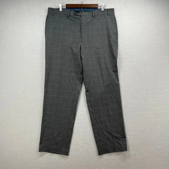 Lauren Ralph Lauren Dress Pants Mens 36x32 Grey Glen Plaid Stretch Preppy Office