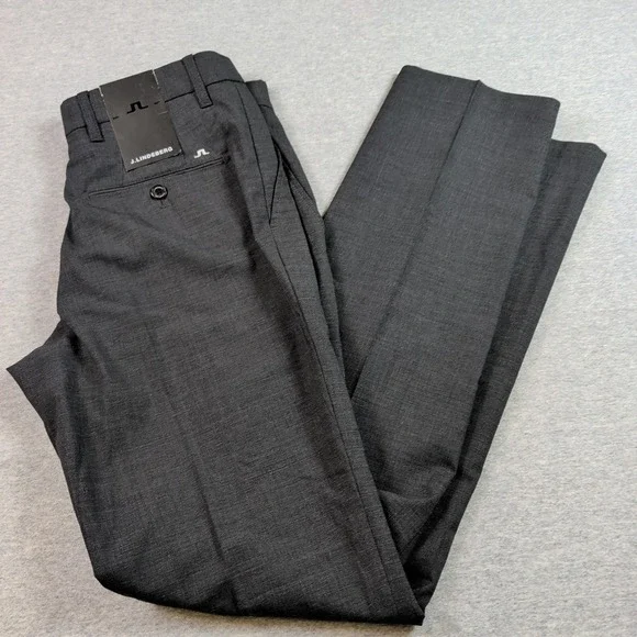 J.Lindeberg Nicolas Narrow Slim Fit Stretch Wool Trousers Dark Grey 30x34