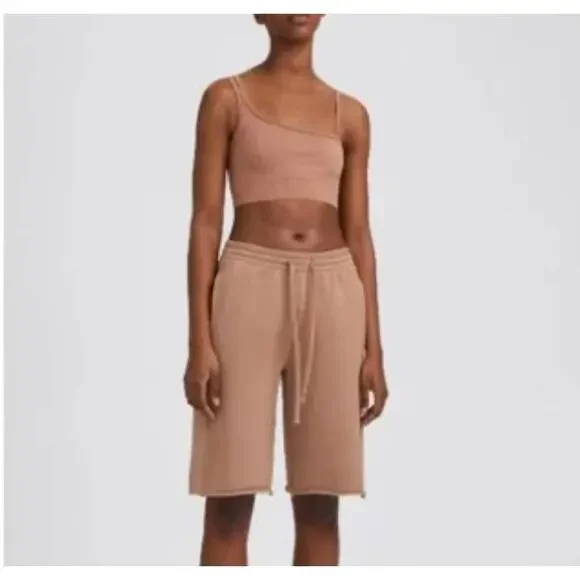 Filippa K Soft Sport Reverse Striped Shorts in Almond Women's Size XS Activewear