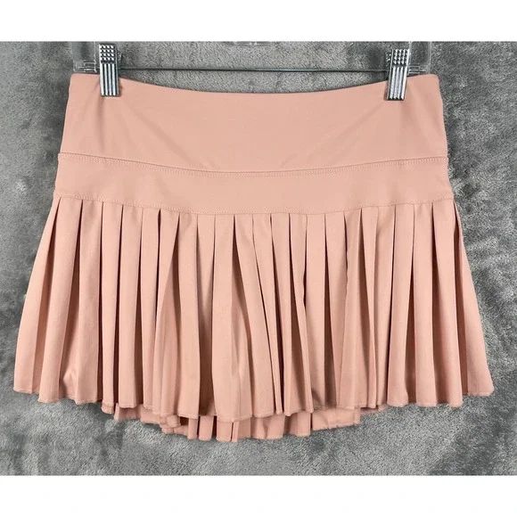 GOLD HINGE Pleated Tennis Skirt Skort Womens L Peachy Pink Preppy Pickleball EUC