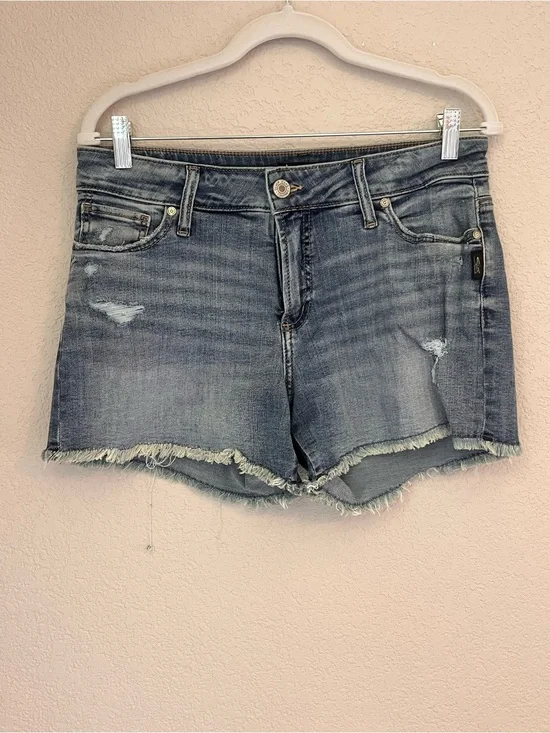Silver Jeans Light Blue Frayed Denim Shorts
