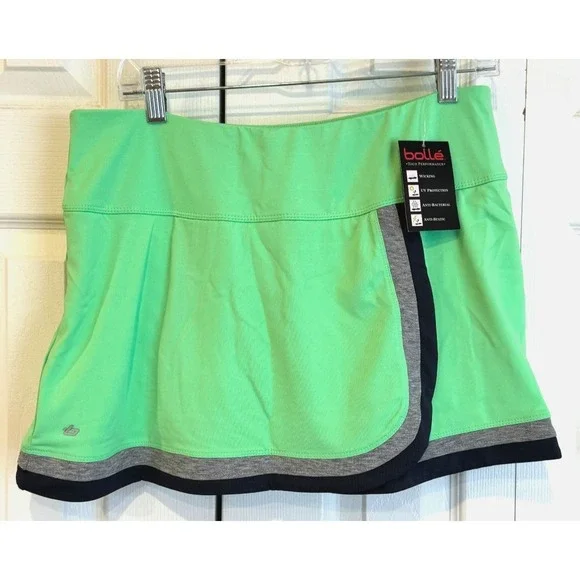 NEW Bolle‎ High Performance Tennis Skirt Skorts Neon Green Women's Size Large
