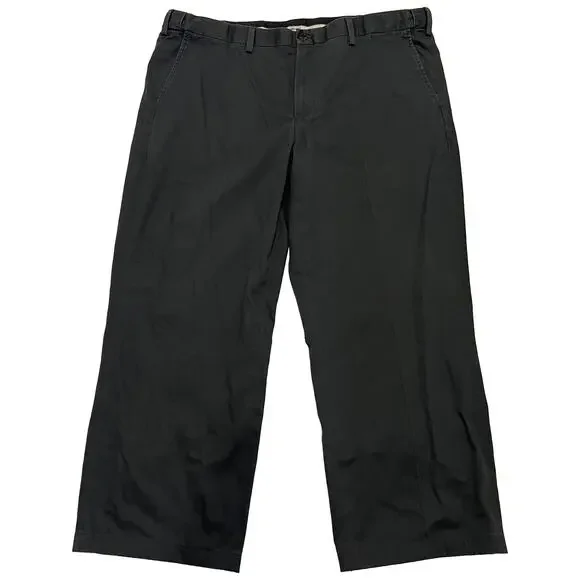 Eddie Bauer Men 42x29 Wrinkle Resistant Relaxed Fit Chino Pants Black Twill