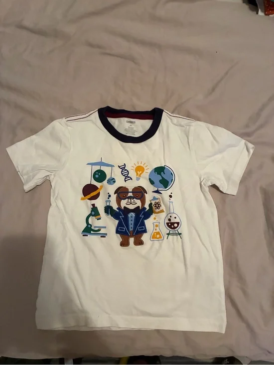 Gymboree White Short Sleeve Science Dog Graphic Tee