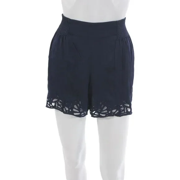 Catherine Malandrino Unisex Dark Blue Silk Blend Boho Shorts Size 6