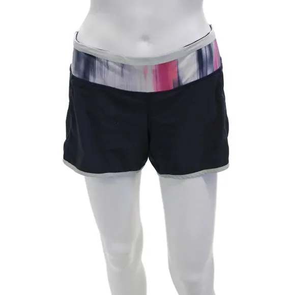 Lululemon Womens Dark Blue Drawstring Nylon Blend Shorts Size 4