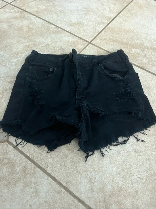 American Eagle Outfitters Black Distressed Denim Cutoff Shorts